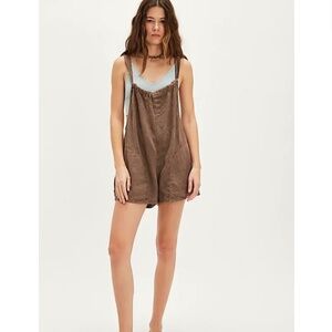 We The Free People Freebird Linen Shortall Dusted Cocoa